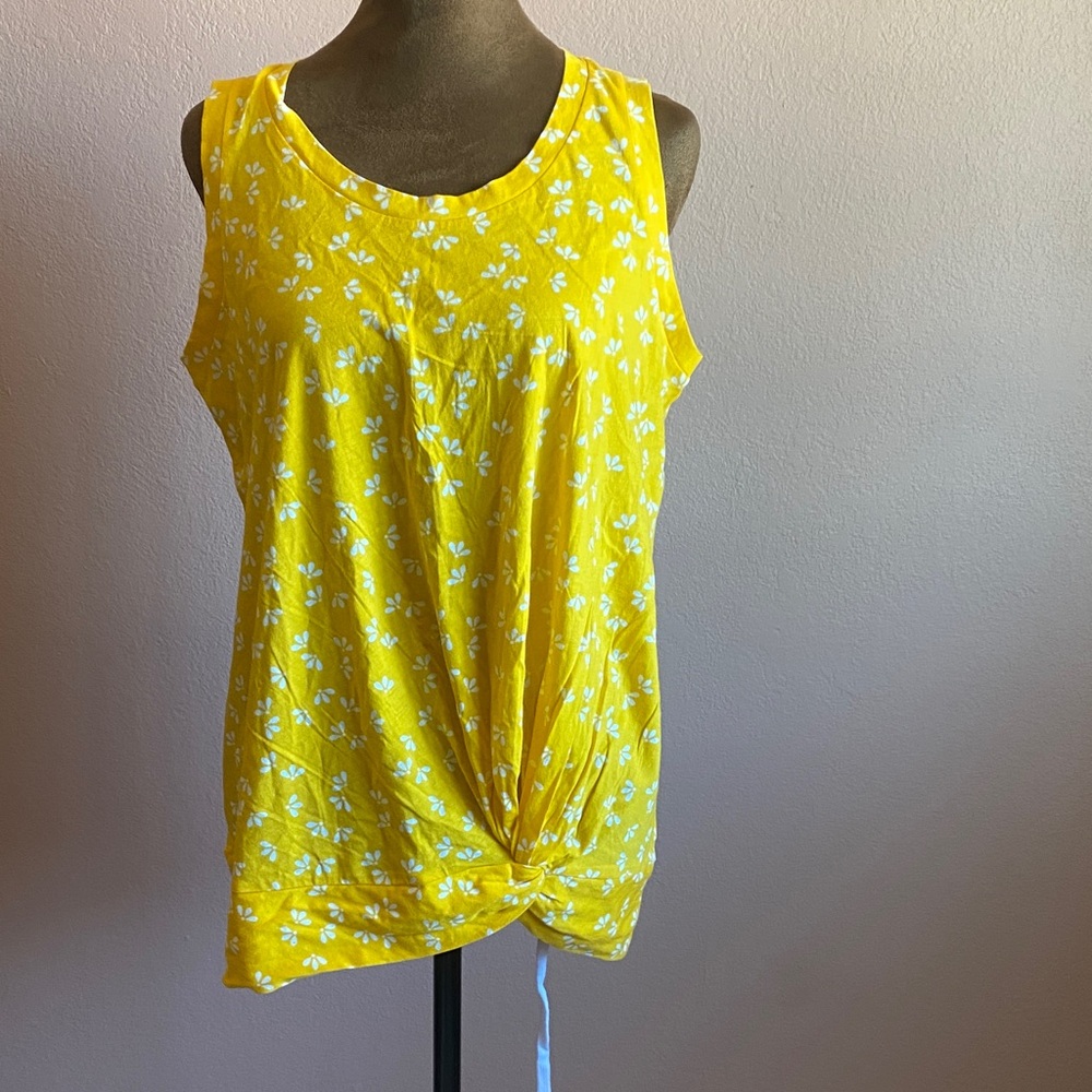 LOFT Yellow Floral Twist Tank Top